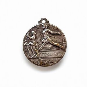 Vintage Silver Cheerleader Medal Pendant Charm